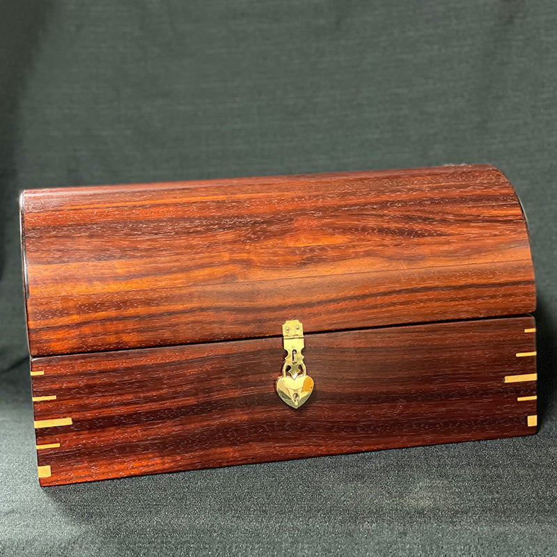 Padauk Keepsake Box with Brass Heart-shaped Lock