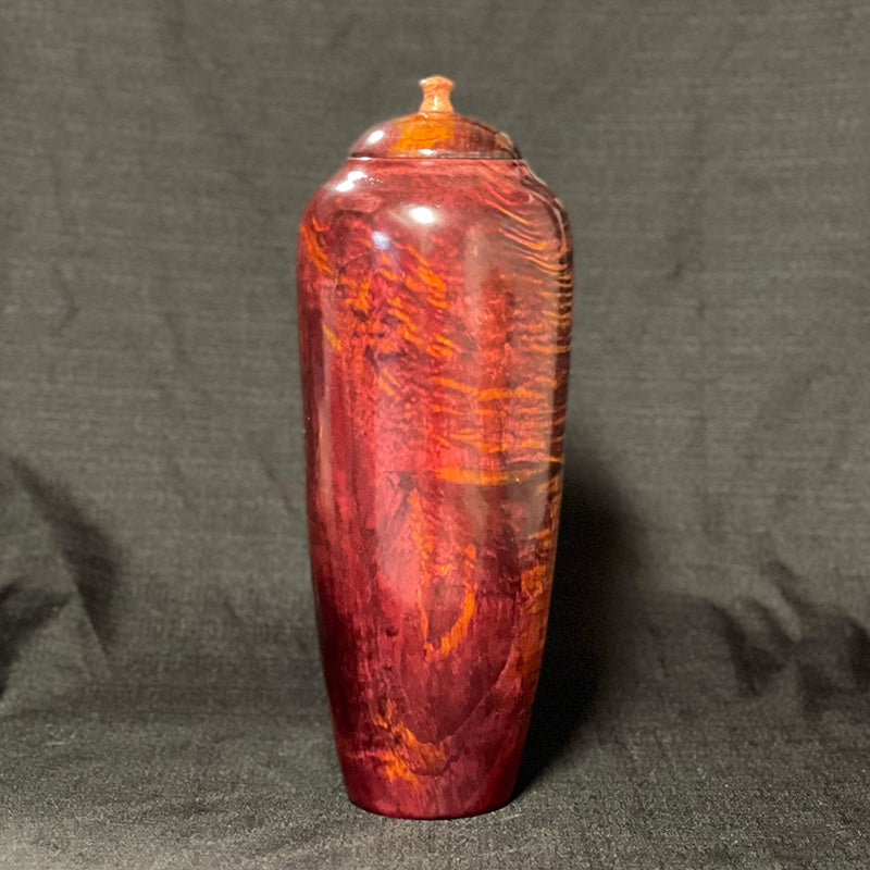 Tall Lidded Red Vase