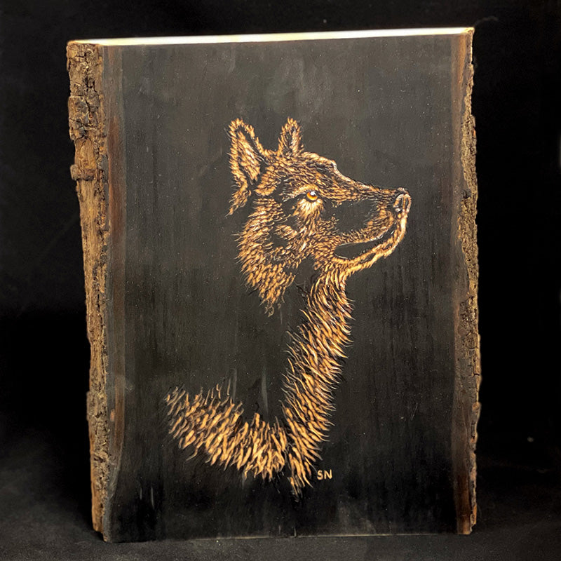 Reversed Pyrography Wolf